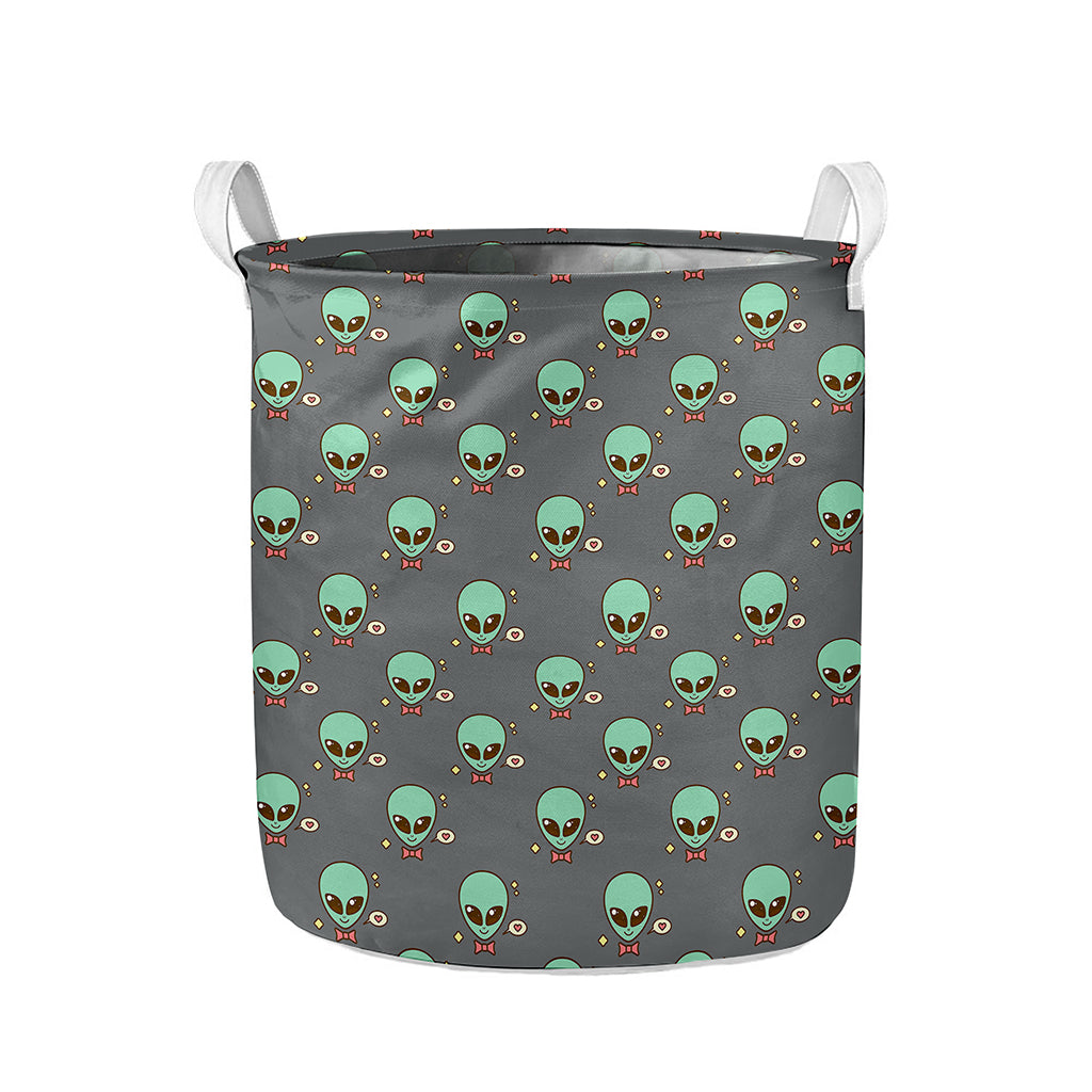 Cute Alien With Bow Tie Print Collapsible Laundry Basket