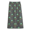 Cute Alien With Bow Tie Print Cotton Front Slit Maxi Skirt