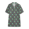 Cute Alien With Bow Tie Print Cotton Hawaiian Shirt