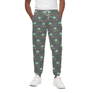 Cute Alien With Bow Tie Print Cotton Pants