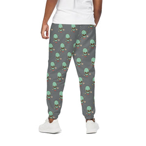 Cute Alien With Bow Tie Print Cotton Pants