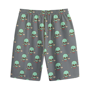 Cute Alien With Bow Tie Print Cotton Shorts