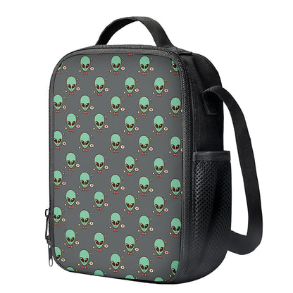 Cute Alien With Bow Tie Print Crossbody Lunch Bag