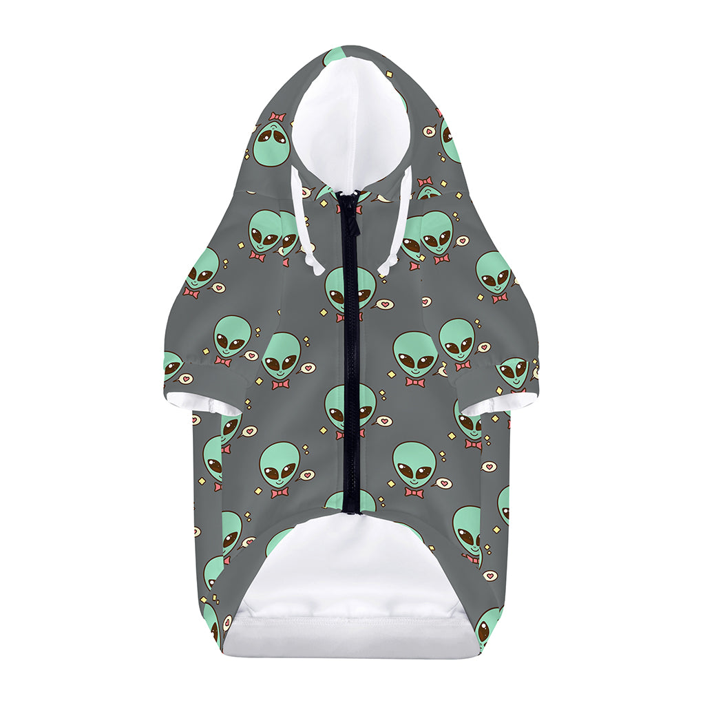 Cute Alien With Bow Tie Print Dog Zip Up Hoodie
