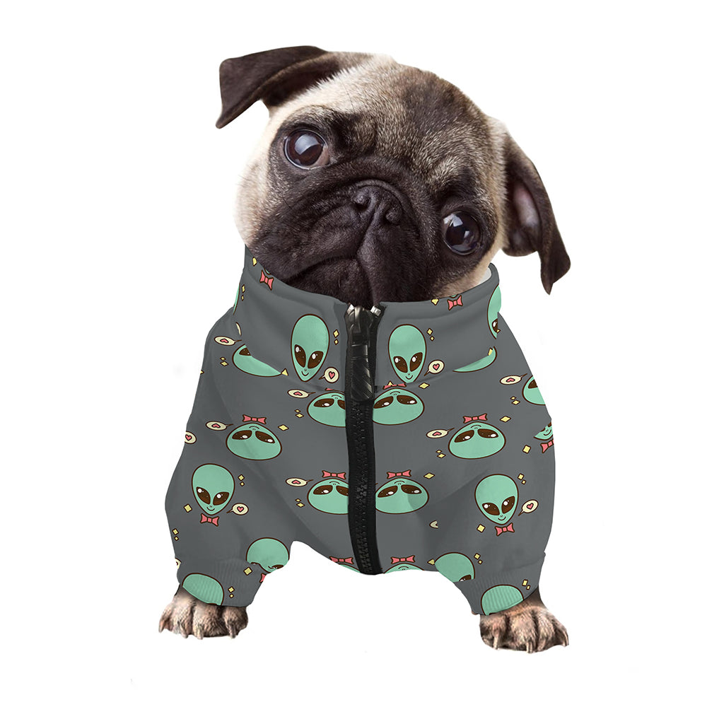Cute Alien With Bow Tie Print Dog Zip Up Jacket