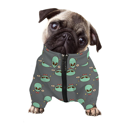 Cute Alien With Bow Tie Print Dog Zip Up Jacket