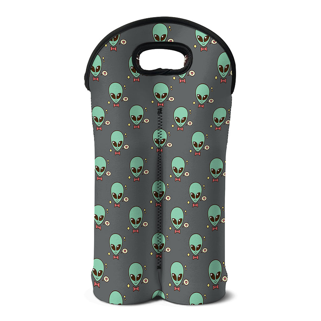 Cute Alien With Bow Tie Print Double Neoprene Wine Tote