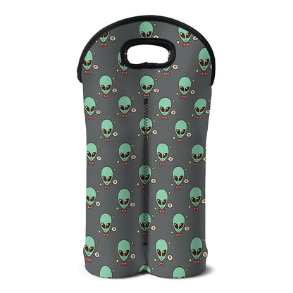 Cute Alien With Bow Tie Print Double Neoprene Wine Tote