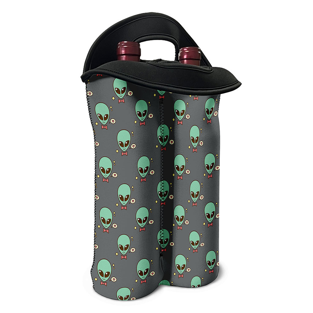 Cute Alien With Bow Tie Print Double Neoprene Wine Tote