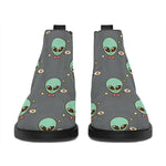 Cute Alien With Bow Tie Print Flat Ankle Boots