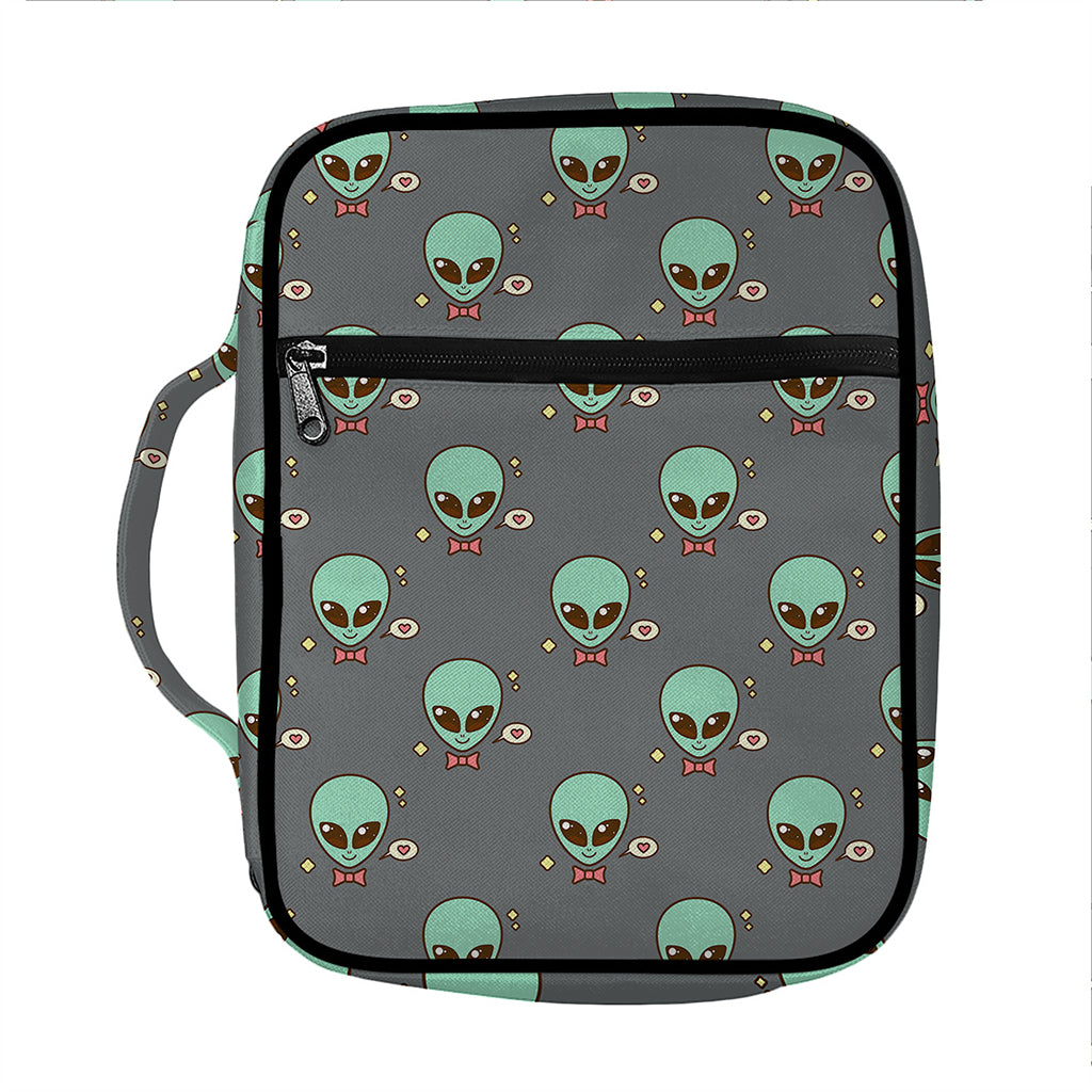 Cute Alien With Bow Tie Print Front Pocket Bible Bag