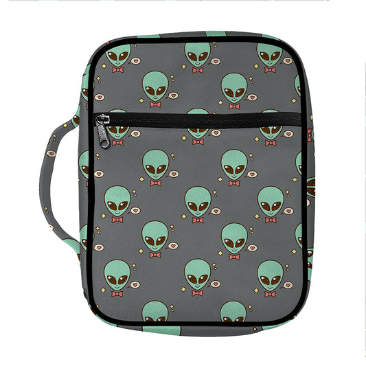 Cute Alien With Bow Tie Print Front Pocket Bible Bag