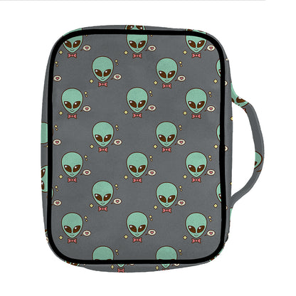Cute Alien With Bow Tie Print Front Pocket Bible Bag