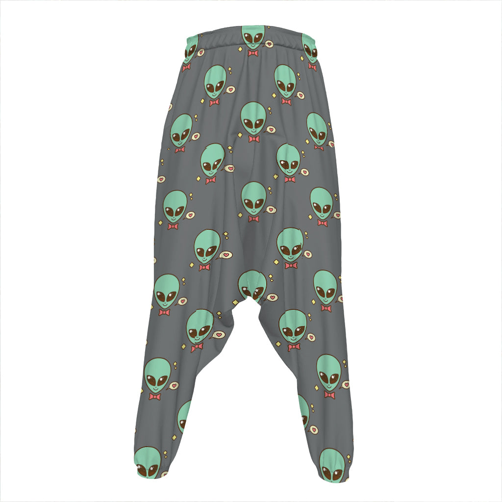 Cute Alien With Bow Tie Print Hammer Pants