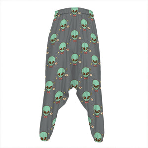 Cute Alien With Bow Tie Print Hammer Pants