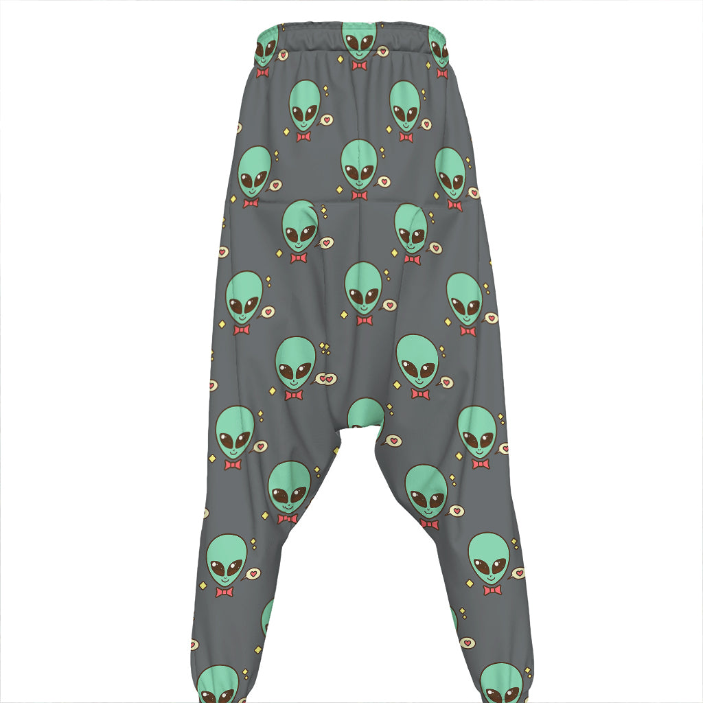 Cute Alien With Bow Tie Print Hammer Pants