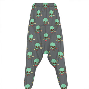 Cute Alien With Bow Tie Print Hammer Pants