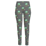 Cute Alien With Bow Tie Print High-Waisted Pocket Leggings