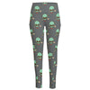 Cute Alien With Bow Tie Print High-Waisted Pocket Leggings