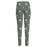 Cute Alien With Bow Tie Print High-Waisted Pocket Leggings