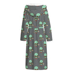 Cute Alien With Bow Tie Print Hooded Bathrobe