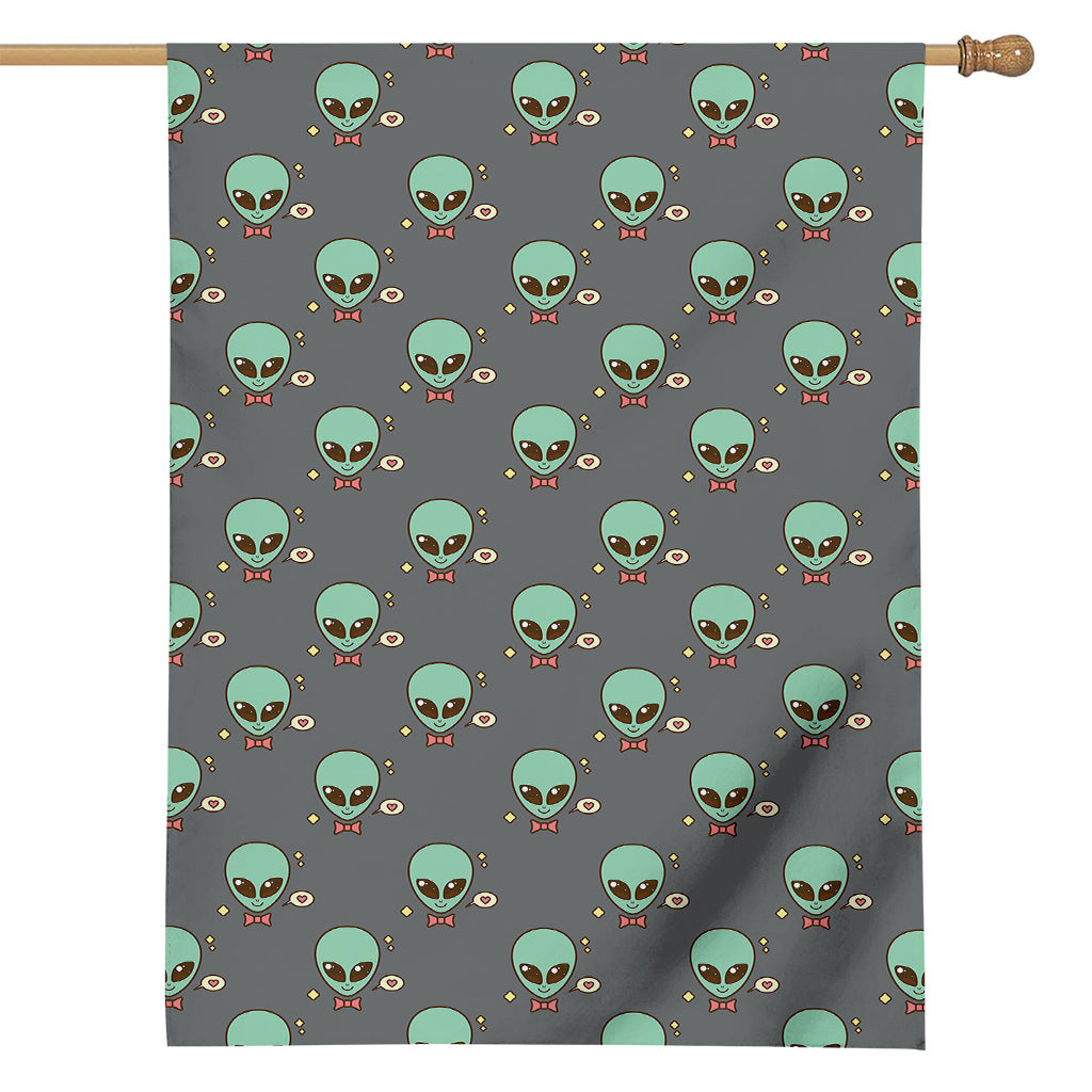 Cute Alien With Bow Tie Print House Flag