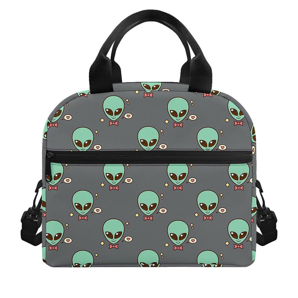 Cute Alien With Bow Tie Print Insulated Lunch Bag