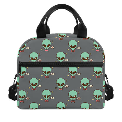 Cute Alien With Bow Tie Print Insulated Lunch Bag