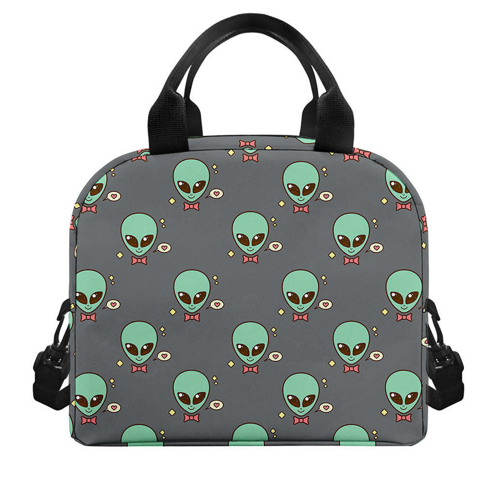 Cute Alien With Bow Tie Print Insulated Lunch Bag