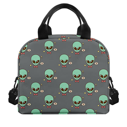 Cute Alien With Bow Tie Print Insulated Lunch Bag
