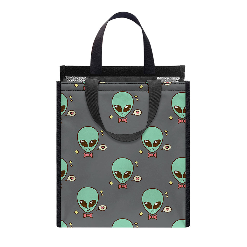 Cute Alien With Bow Tie Print Insulated Lunch Tote