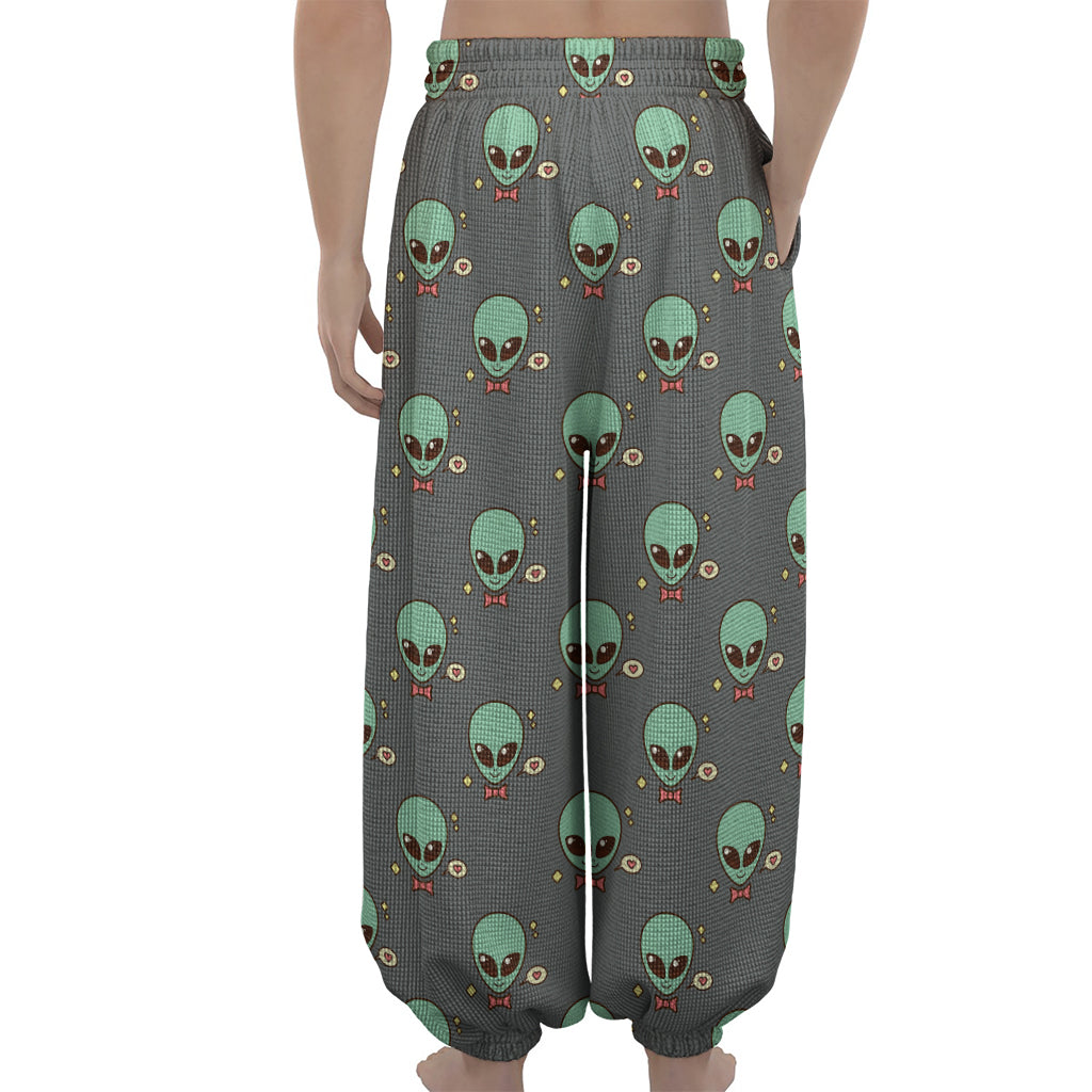 Cute Alien With Bow Tie Print Lantern Pants