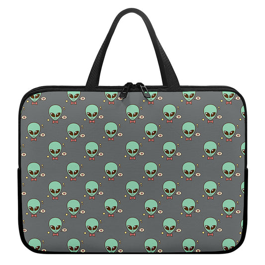 Cute Alien With Bow Tie Print Laptop Sleeve With Handle