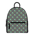 Cute Alien With Bow Tie Print Leather Backpack