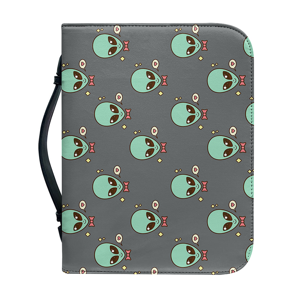 Cute Alien With Bow Tie Print Leather Bible Cover