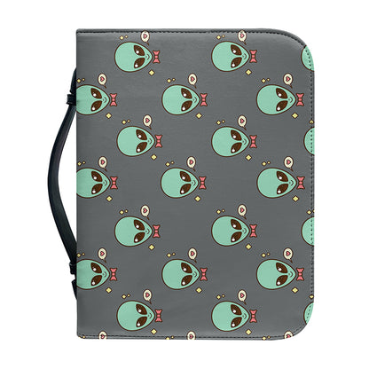 Cute Alien With Bow Tie Print Leather Bible Cover