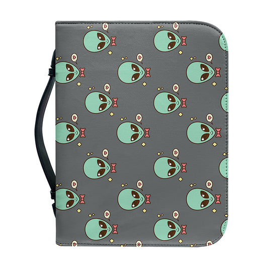 Cute Alien With Bow Tie Print Leather Bible Cover