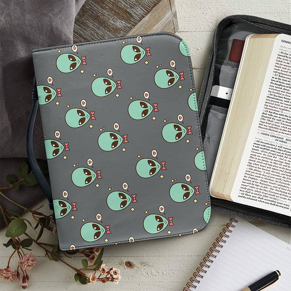 Cute Alien With Bow Tie Print Leather Bible Cover