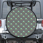 Cute Alien With Bow Tie Print Leather Spare Tire Cover