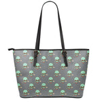 Cute Alien With Bow Tie Print Leather Tote Bag