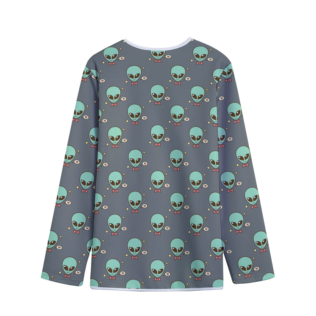 Cute Alien With Bow Tie Print Long Sleeve Short Coat