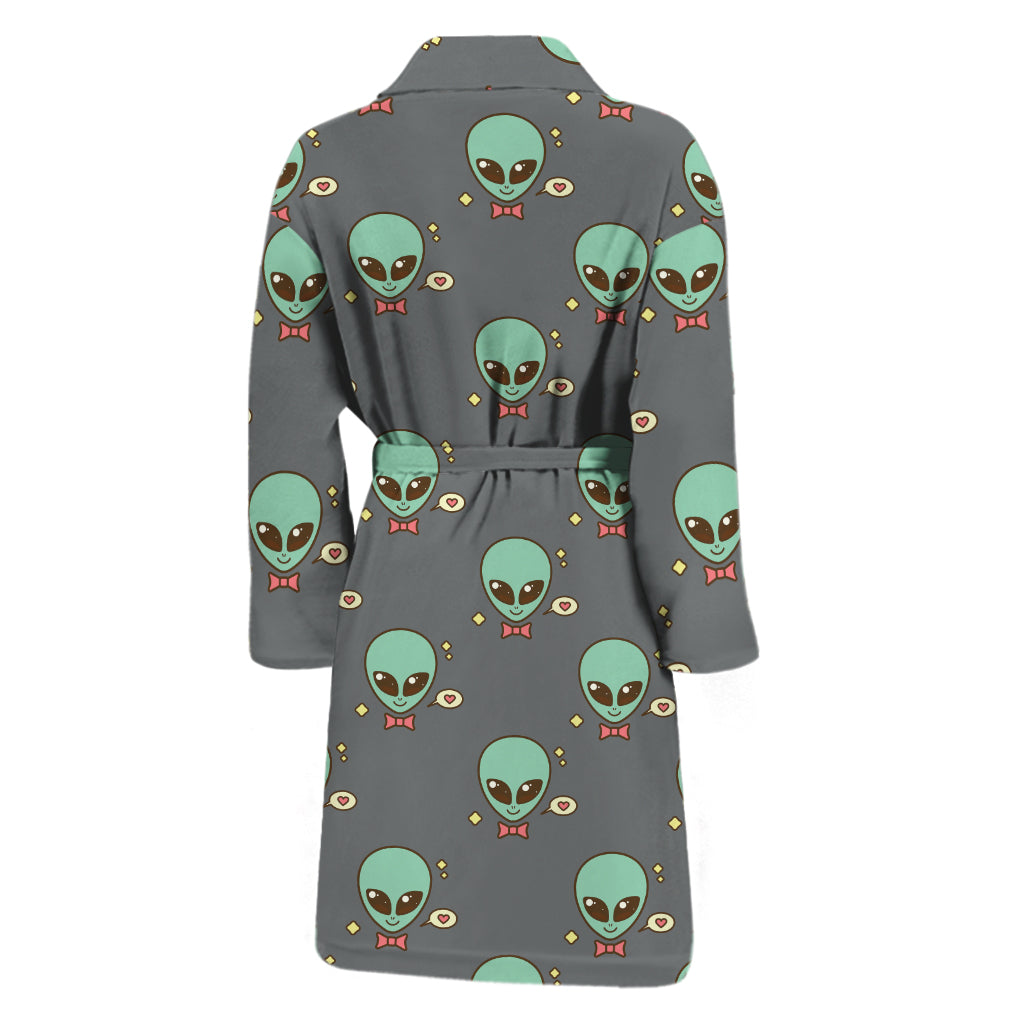 Cute Alien With Bow Tie Print Men's Bathrobe