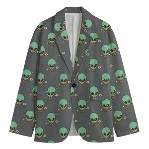 Cute Alien With Bow Tie Print Men's Blazer