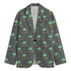 Cute Alien With Bow Tie Print Men's Blazer