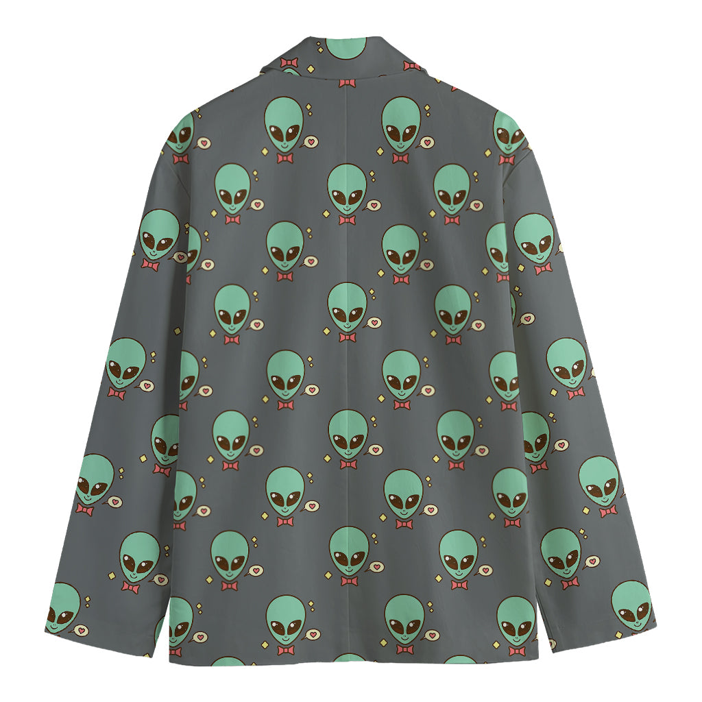 Cute Alien With Bow Tie Print Men's Blazer