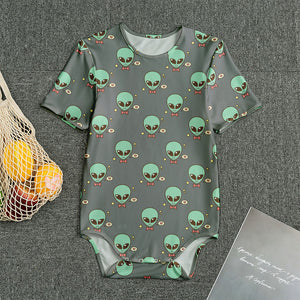 Cute Alien With Bow Tie Print Men's Bodysuit