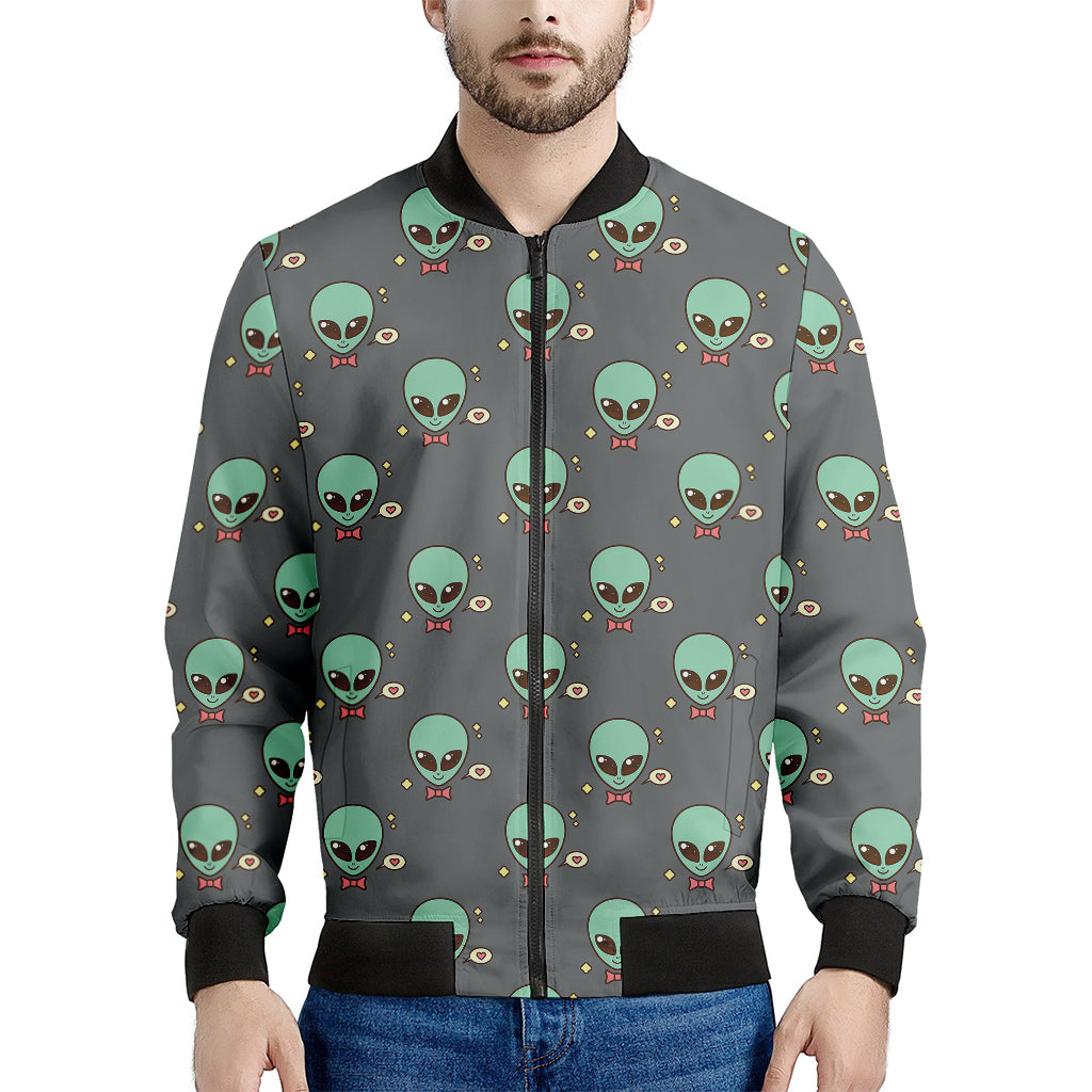 Cute Alien With Bow Tie Print Men's Bomber Jacket