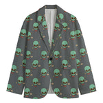 Cute Alien With Bow Tie Print Men's Cotton Blazer