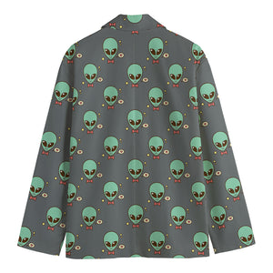 Cute Alien With Bow Tie Print Men's Cotton Blazer