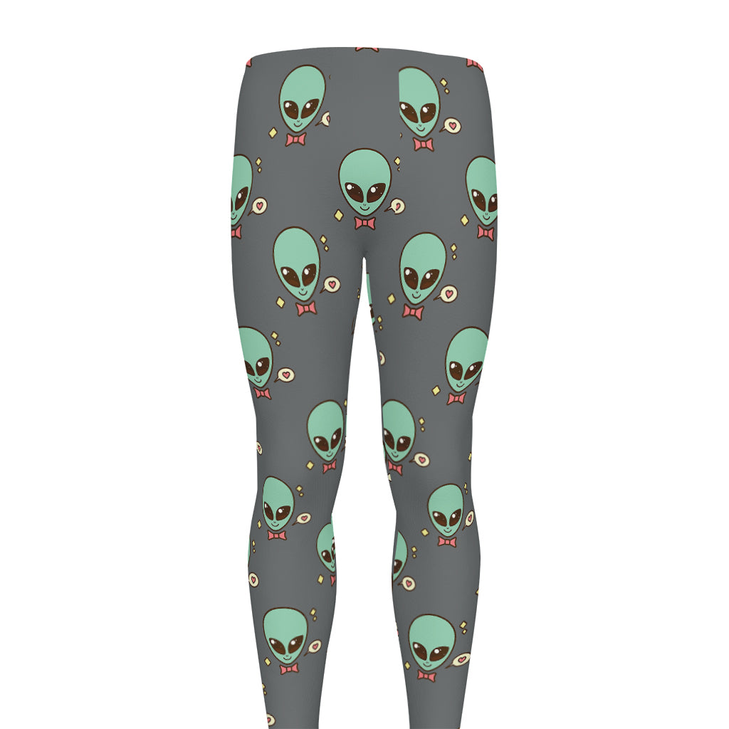 Cute Alien With Bow Tie Print Men's leggings